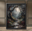 Moonlit Forest Print: Gothic Fantasy Enchanted Pathway, Fireflies Wall Art