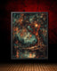 Lantern Tree Art Print, Gothic Night Forest Painting, Dark Academia Glowing Woodland Decor