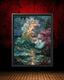 Stained Glass Effect Ocean Tree Wall Print, Wave Art Mosaic, Sea Painting