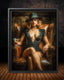 Femme Fatale Wall Art Print, Woman in Black Dress and Fedora Painting