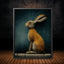 Hare Wall Art Print, Starry Night Rabbit Painting, Dark Academia Animal Portrait, Woodland Decor