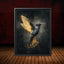 Gothic Hummingbird Wall Art, Black and Gold Dark Fantasy Bird Print, Alchemical Home Decor
