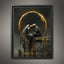 Angel and Lover Under Golden Eclipse Moon Art Print, Romantic Wall Art Celestial Painting