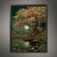 Moonlit Cherry Tree Print, Dark Academia Romantic Forest Art, William Morris Inspired Nature Decor