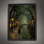Enchanted Canal Wall Art, Firefly Night Painting, Romantic Street Lamps, Moody Forest Tunnel Print