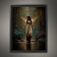 Golden Wing Fairy Wall Art Print, Enchanted Forest Fae Woman Painting, Magical Fairycore Decor