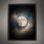 Moody Full Moon Wall Art Print, Dark Atmospheric Night Sky, Celestial Clouds Mystical Painting