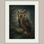Owl Wall Art Print, Forest Bird of Prey Decor, Moody Woodland Nature Artwork