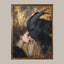 Woman and Devil Wall Art, Romantic Couple Gothic Print, Gold Surreal Artwork
