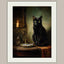 Black Cat with Fish Wall Art Print, Vintage Witchy Painting, Animal Lover Gift