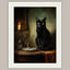 Black Cat with Fish Wall Art Print, Vintage Witchy Painting, Animal Lover Gift