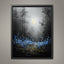 Moonlit Forest Wall Art Print, Bluebells Wildflower Landscape, Silhouette Trees Woodland Decor