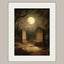 Gothic Graveyard Wall Art Print, Moonlit Cemetery Landscape, Dark Academia Tombstone Decor Artwork