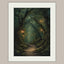 Lanterns Lighting Tunnel Through Trees, Forest Path Wall Art, Enchanted Fantasy Woodland Print,