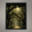 Moonlit Oak Tree Forest Wall Art Print, Woodland Path, Moody Dark Academia Artwork