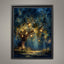 Firefly Lantern Tree Art Print Blue Sky Woodland at Night Magical Fairy Lights Painting,