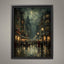 Rainy Night Cityscape Print: Moody Vintage Street Scene Wall Art