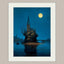 Moonlit Gothic Church Art Print, Victorian London River Wallart, Moonlight Reflections Painting