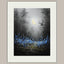 Moonlit Forest Wall Art Print, Bluebells Wildflower Landscape, Silhouette Trees Woodland Decor