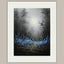 Moonlit Forest Wall Art Print, Bluebells Wildflower Landscape, Silhouette Trees Woodland Decor