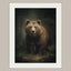 Brown Bear Wall Art Print, Moody Woodland Animal Painting, Rustic Forest Nature Decor Artwork