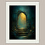 Golden Moon Through Gothic Archway Wall Art, Roses Around Arch Print, Enchanted Stairway Decor