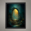 Golden Moon Through Gothic Archway Wall Art, Roses Around Arch Print, Enchanted Stairway Decor