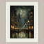 Rainy Night Cityscape Print: Moody Vintage Street Scene Wall Art
