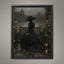 Victorian Widow in Black Lace by Misty Gothic Lake Castle Wall Art Print