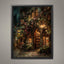 Gothic Bookstore Oil Painting Print, Dark Academia Lanterns and Roses Library Wall Art