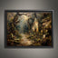 Haunted Church Graveyard Art Print, Abandoned Graves Moonlit Cemetery Dark Moody Painting