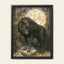 Black Wolf Wall Art, Gothic Moon Decor, Dark Academia Wildlife Animal Print