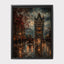 Tower Bridge London Art oil Painting Print, Rainy Night, Vintage Cars, Gothic Cityscape