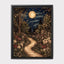 Celestial William Morris Inspired Woodland Print Moonlit Garden Path Nature Illustration