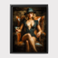 Femme Fatale Wall Art Print, Woman in Black Dress and Fedora Painting