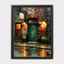 Victorian Pub Doorway Rainy Night Print, Dark Urban Oil Painting Printed Wall Art