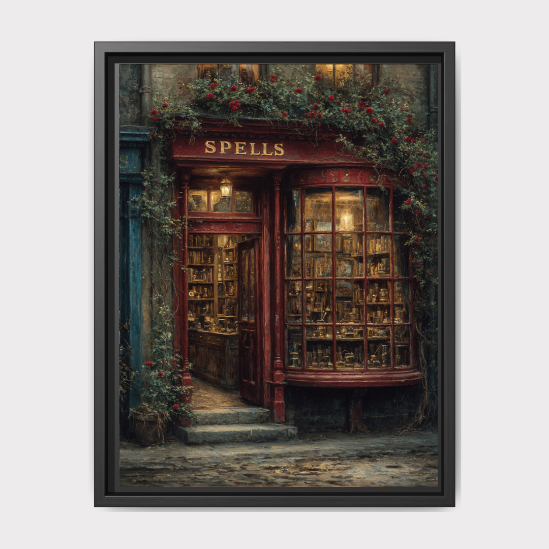 Victorian Spell Shop Print, Dark Academia Apothecary, Vintage Bookstore Storefront Art Main image