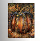 Gothic Pumpkin Wall Art, Beaded Halloween Print, Dark Moody Autumn Decor, Witchy Artwork