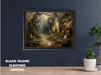 Haunted Church Graveyard Art Print, Abandoned Graves Moonlit Cemetery Dark Moody Painting