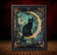 Celestial Black Cat Art Print, Gothic Moon Decor