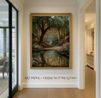 Enchanted Willow Tree Wall Art Print, Magical Forest Path Artwork, Fairy Light Woodland Decor