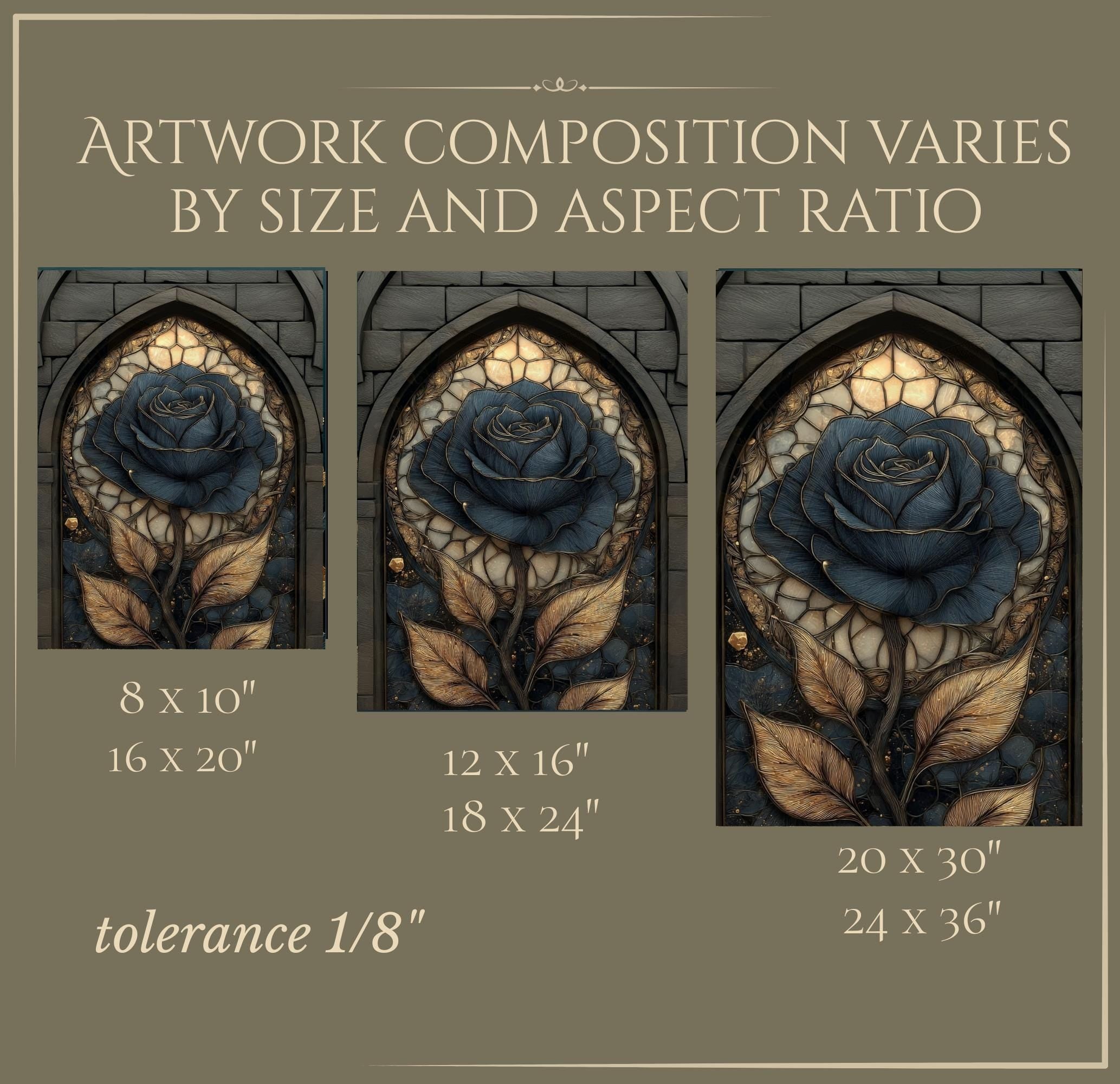 Stained Glass Black Rose Print, Gothic Floral Botanical Art, Dark Moody Wall Decor