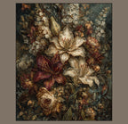 Dark Floral Lily Print Botanical Wall Art Flower Still Life Painting