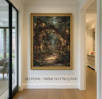 Enchanted Jungle Forest Path Wall Art Print Hanging Lanterns Moody Fairytale Woodland