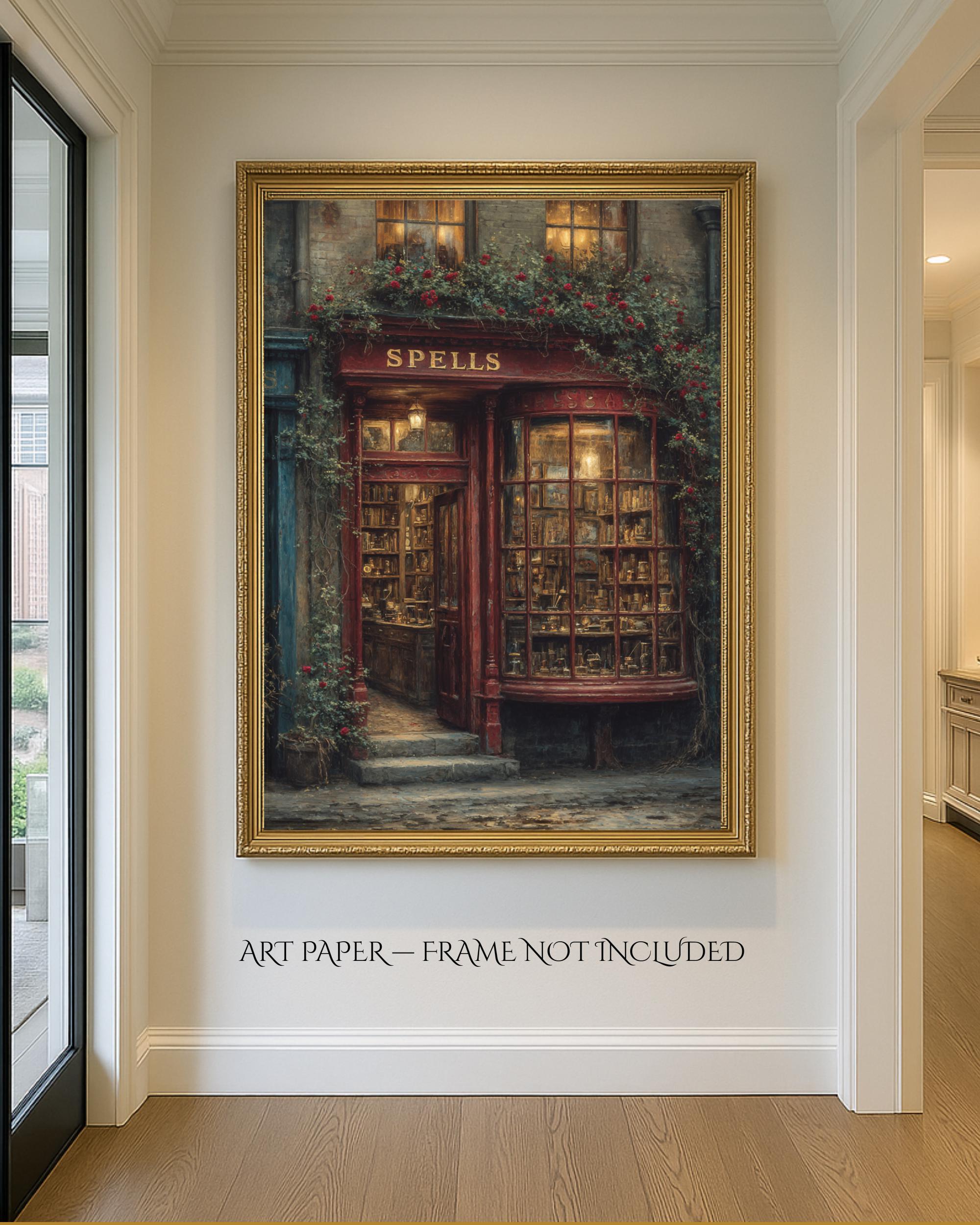 Victorian Spell Shop Print, Dark Academia Apothecary, Vintage Bookstore Storefront Art Secondary image