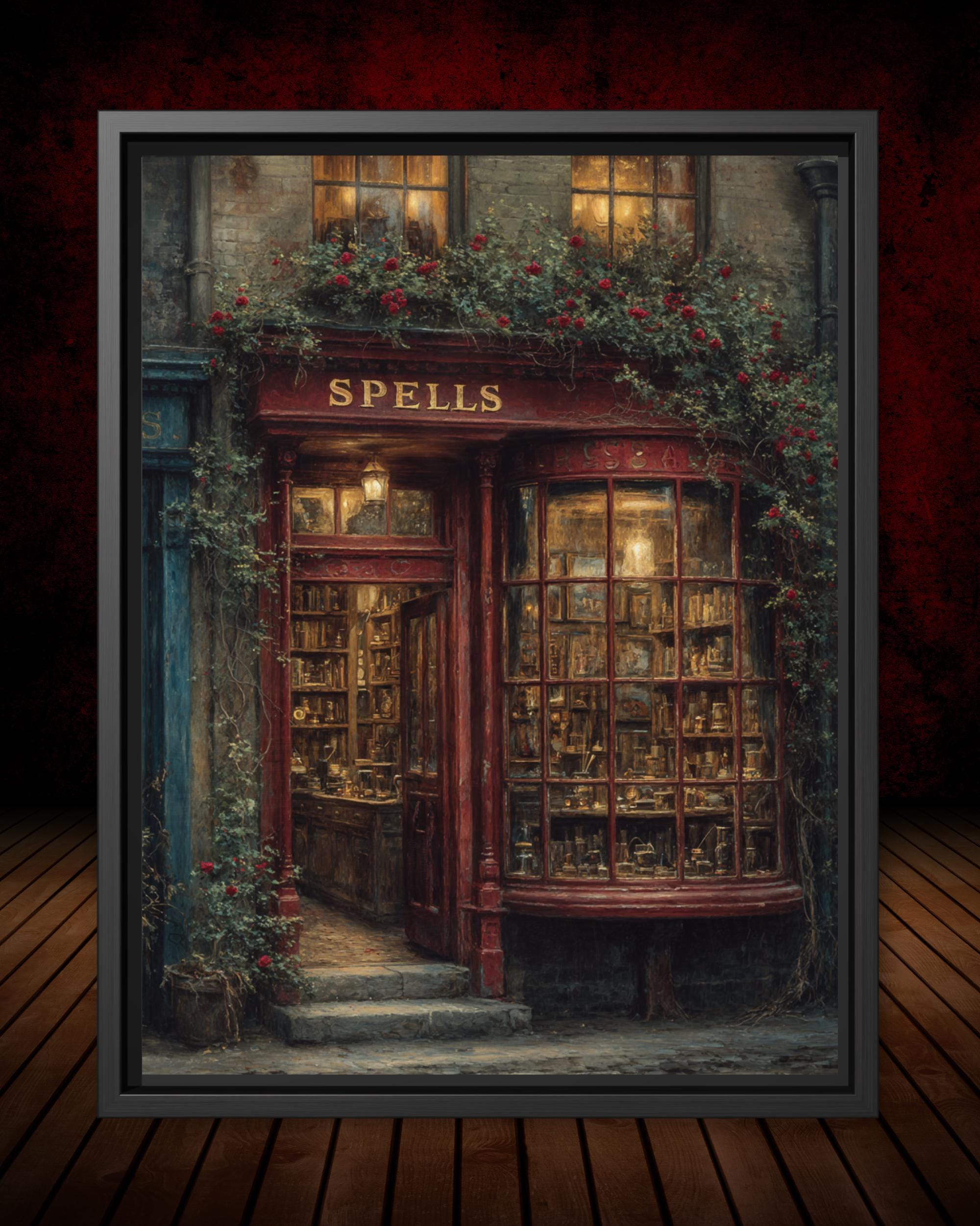Victorian Spell Shop Print, Dark Academia Apothecary, Vintage Bookstore Storefront Art Main image