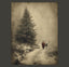 Father Christmas with Reindeer Wall Art Print, Vintage Winter Forest Scene Painting
