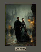 Victorian Couple Portrait, Gothic Romance, Dark Academia Romantic Oil Painting Style