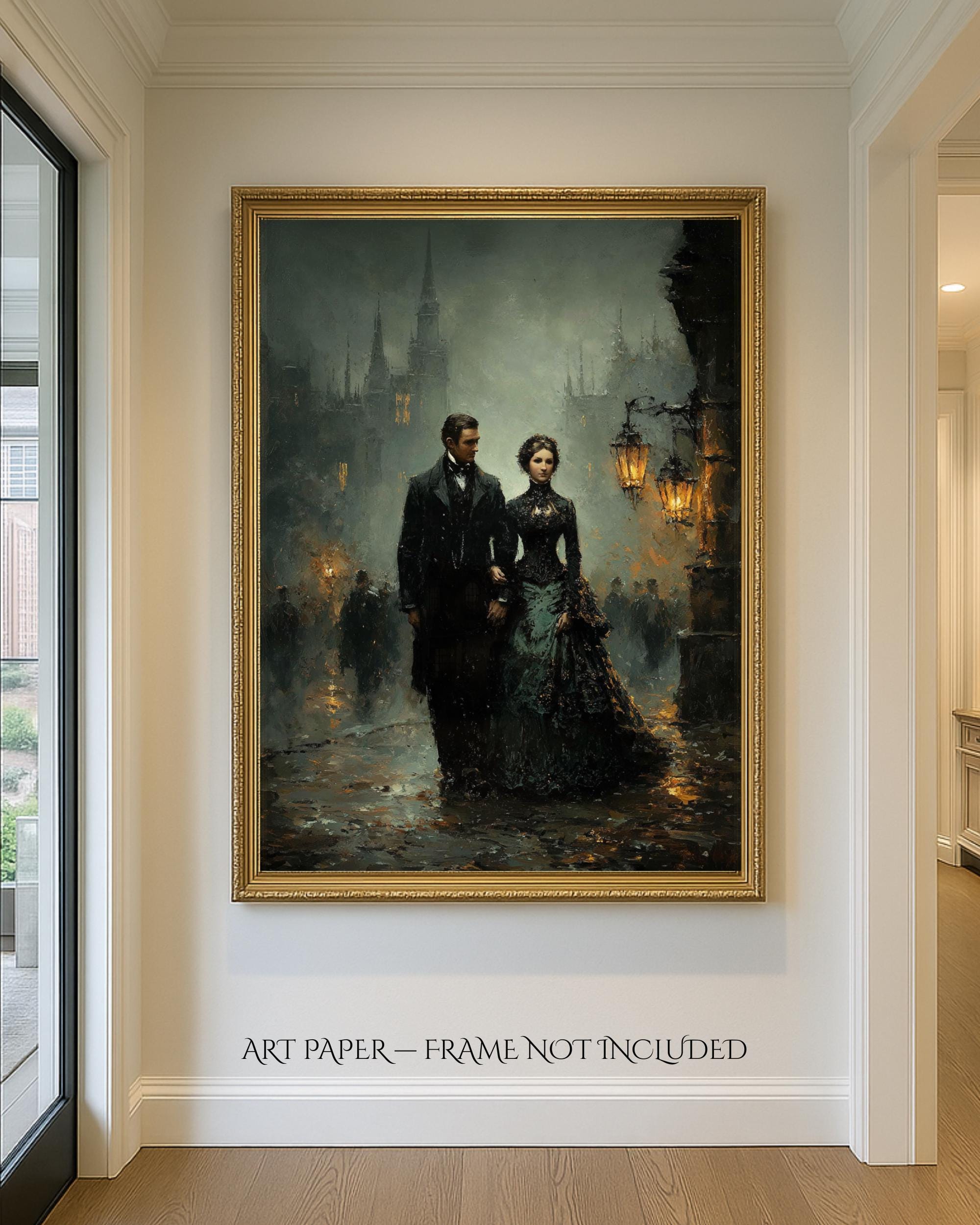 Victorian Couple Portrait, Gothic Romance, Dark Academia Romantic Oil Painting Style Secondary image