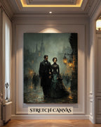 Victorian Couple Portrait, Gothic Romance, Dark Academia Romantic Oil Painting Style